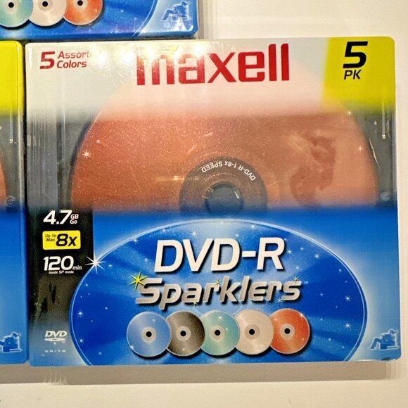 3 pkg DVD-R Sparklers Maxell 5 CD each 15 Total 5 assorted Colors 120 min 4.7 GB - Picture 5 of 5